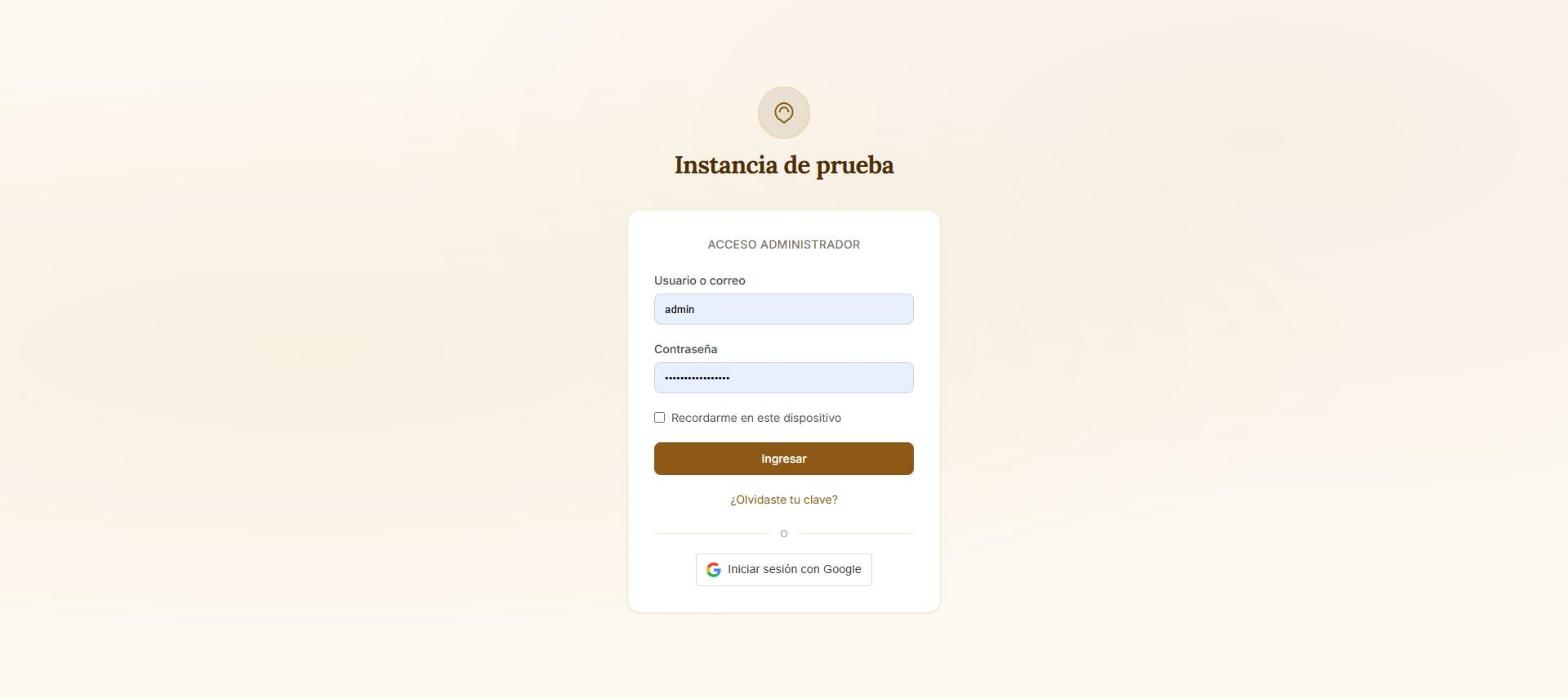 Pantalla de login del panel de administración.